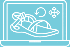 Sandal being customized on a computer.